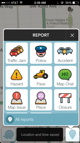 Was allows the user to report any road hazards or anything that may disrupt the flow of traffic. 