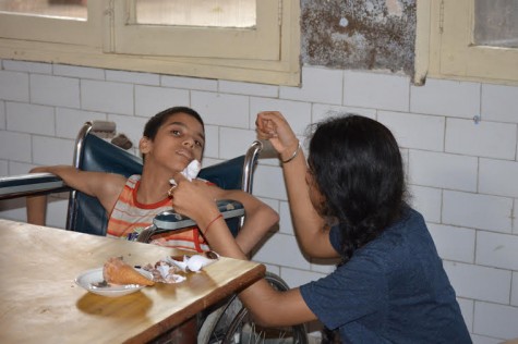 Moihdeen where she volunteered last year. Last year she was able to volunteer in the Saket Hospital and Bal Sadhan.