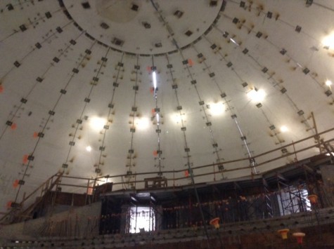 Inside the new museum's planetarium while construction is still being done