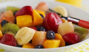 Fruit salad is a sweet and vitamin filled breakfast. 