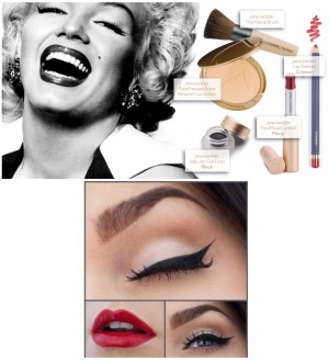 Do it like Marilyn Manroe with red lipstick and black eyeliner. 