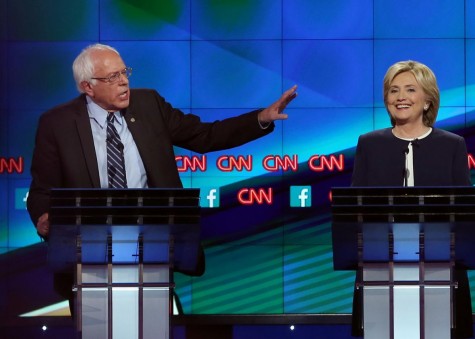 Hilary Clinton (right), Bernie Sanders (left)