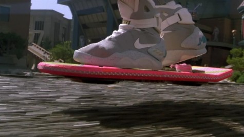 Shot of Marty's shoes while riding the hoverboard.