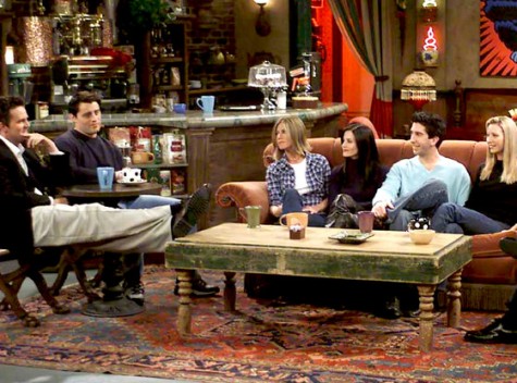 The 6 friends enjoy some coffee at Central Perk.