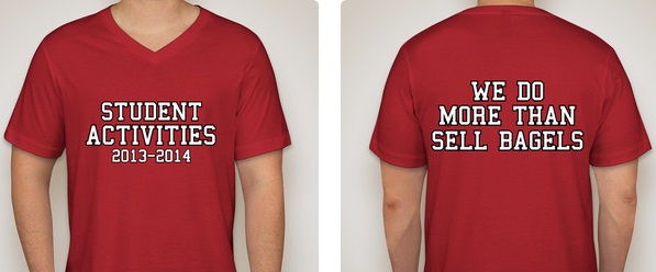This year's activities shirt, only given out to activities members, stands out from the rest.