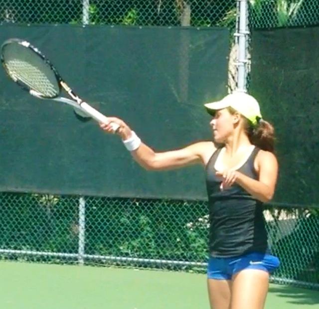 Sophomore Paulina Bejar getting ready for the season during private lessons.