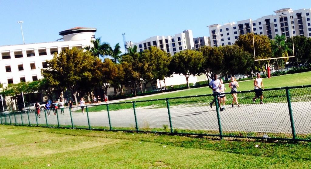 The Coral Gables track team practicing hard and preparing for a great season.