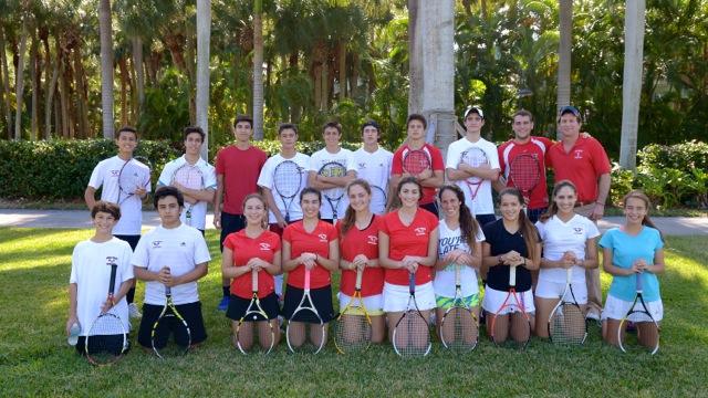 CGHS+Tennis+Team+poses+with+their+coach%2C+David+Weiner.