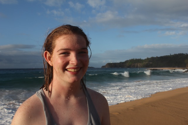 Claire at Secret Beach in Hawaii. 
