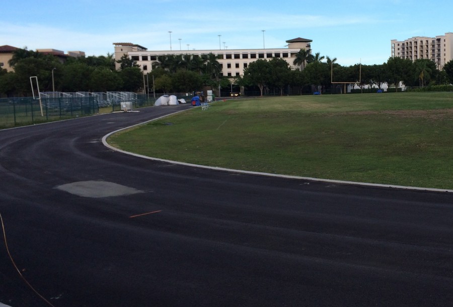 The nearly renovated track.