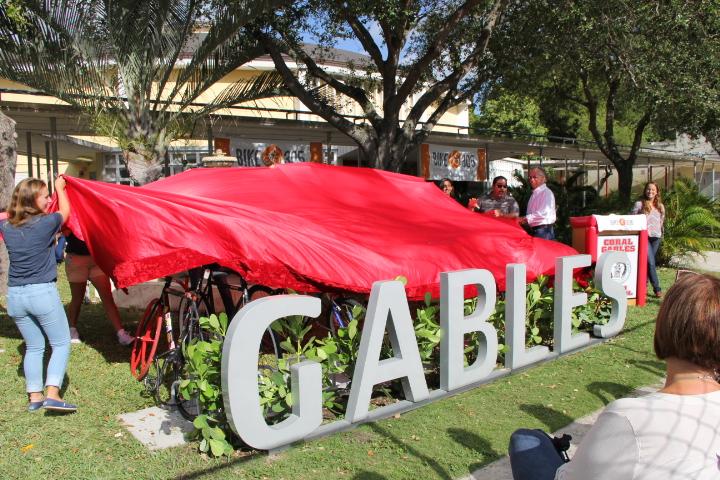 The bike rack is officially unveiled.