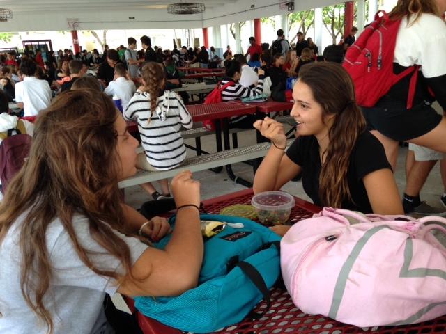 Freshman Ambar Calle enjoys a healthy lunch.