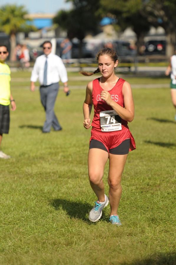 Caroline Bauwens pushes at the end of this year's King of the Hill Invitational.