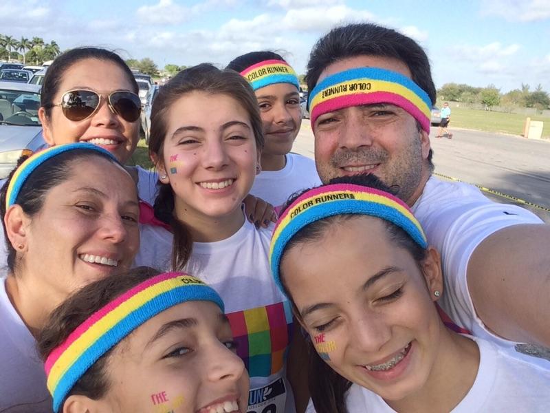 Sophomore Andrea Juno takes a selfie with friends pre-run.