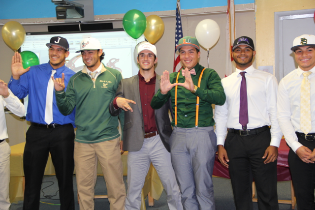 Senior baseball players representing their chosen schools!