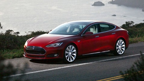 The Tesla model S car, a fully electric car ranging up to 370 miles.