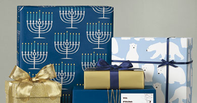 Giving gifts is a great way to celebrate Hanukkah, especially with festive wrapping!