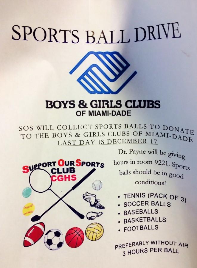 Support Our Sports (SOS) Club is donating sports balls to the Boys & Girls Club of Miami-Dade.