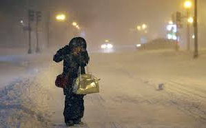 Locals have had to trudge through all this snow in the freezing cold weather.