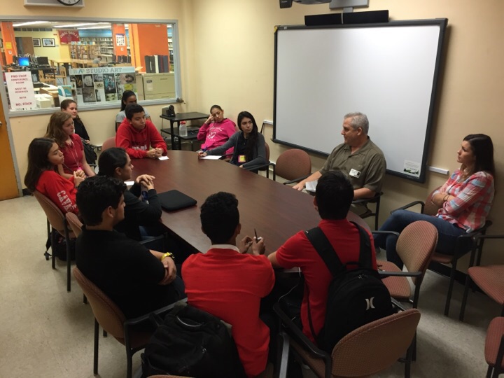 Greg Terp answering questions from students interested in the criminal justice field. 