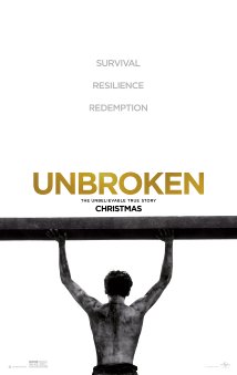 Unbroken, directed by Angelina Jolie, depicts the experiences of Olympic athlete Louis Zamperini after he is taken prisoner by the Japanese during World War 2.