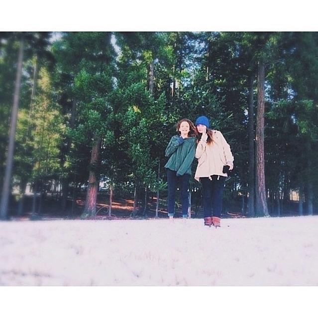 Bianca Nolet and her friend enjoying a snow day in New Zealand.