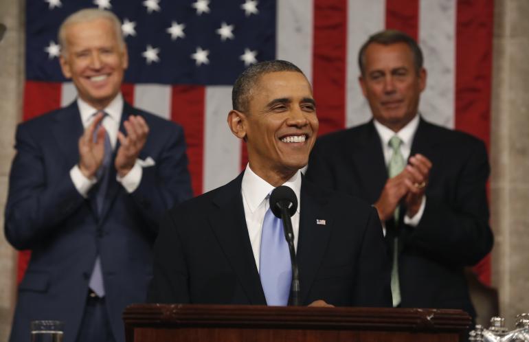 Una foto del Presidente Obama durante el discurso del Estado de la Unión. 