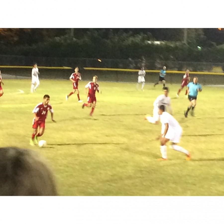 The Cavalier Boy's Soccer Team playing against Varela in the Regional Semifinals.
