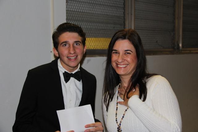 Mrs. Van Wyk at the IB Pinning Ceremony with IB senior Coby Sanchez.