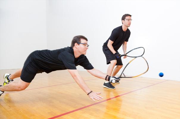 Racquetball can be a very intense game. 