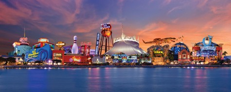 A shot of downtown Disney from the bay.