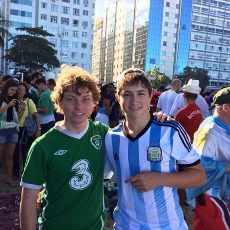 Juniors Zack Walsh (left) and Tomas Nieves at the FIFA World Cup semi-final Fan Fest in Rio de Janeiro.