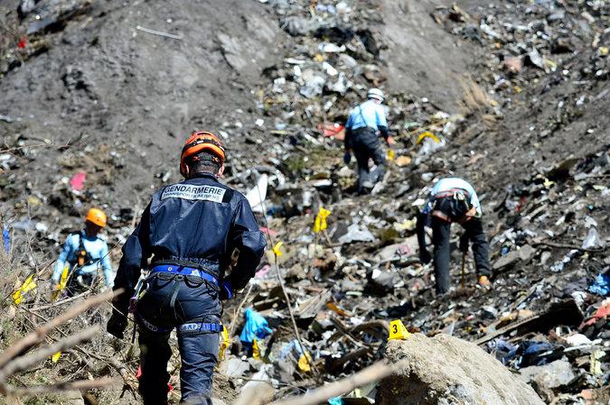 French emergency workers at the site of the crash. 