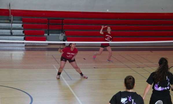 Senior Francis Perez (left) with her doubles partner Gaitana Jaramillo (right)