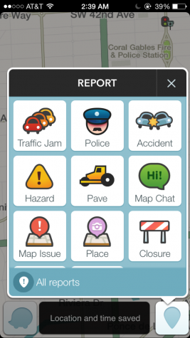Was allows the user to report any road hazards or anything that may disrupt the flow of traffic.