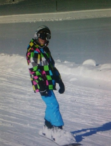 Knibbe practicing snowboarding