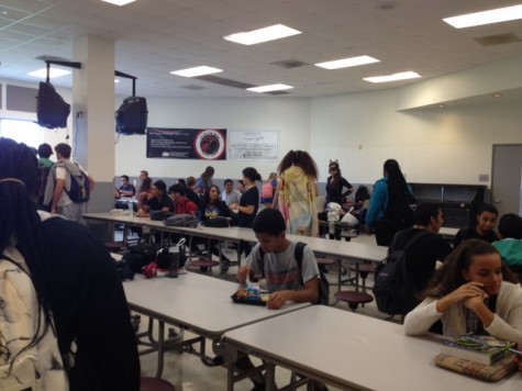 This cafeteria offers a decent amount of seating, but it can fill up fast!