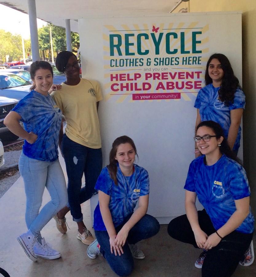 Interact club members worked hard in getting a Laurens Kids collection bin at Gables.