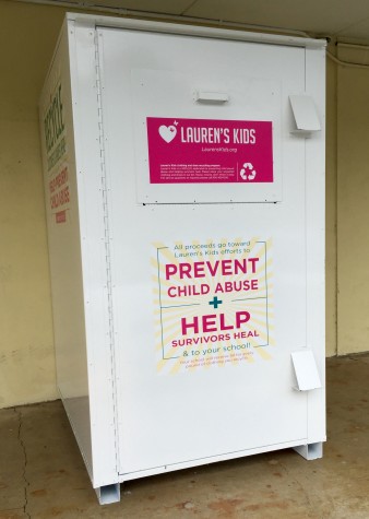 Make sure to remember to donate unwanted clothing and shoes to the Lauren's Kids Bin!