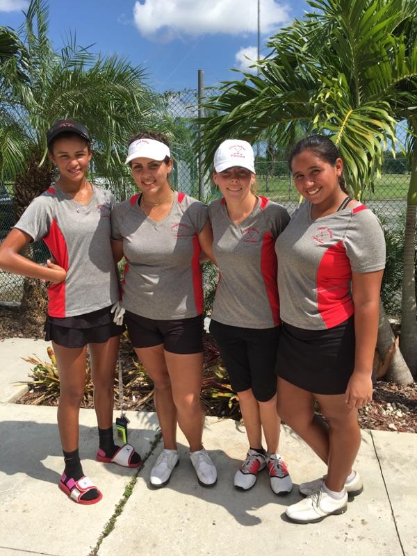 The girl's golf team after taking a swing at GMAC's.