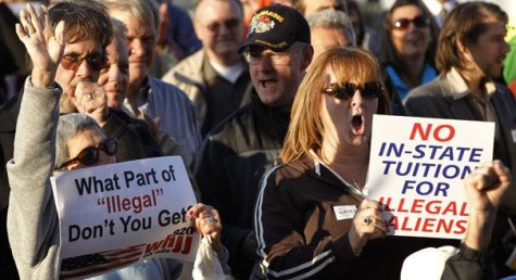 This shows how protesters feel about illegal immigrants getting a proper education in America.