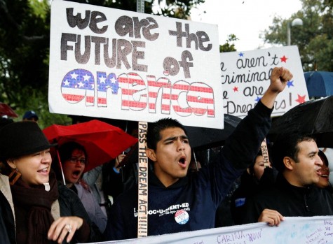 People supporting that children of illegal immigrants are entitled to an education.