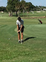 Javier Sanchp looks to put the ball on the green.