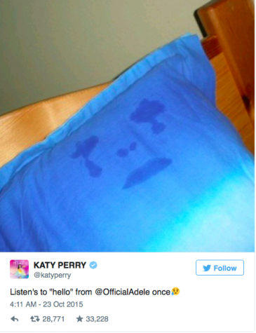 Singer Katy Perry's reaction after listening to Adele's song just once.