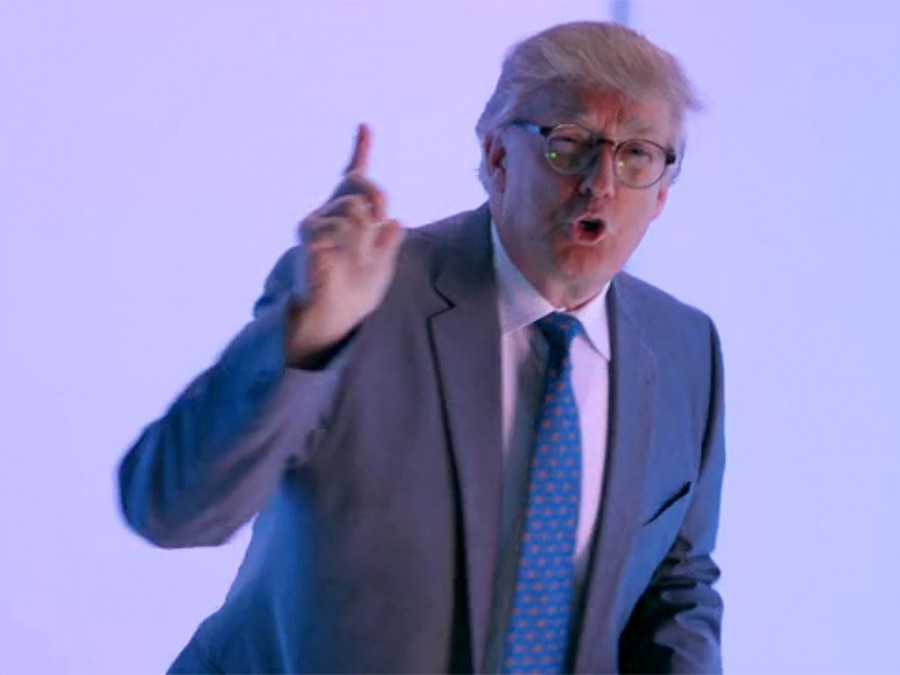 Trump performing in his parody of Hotline Bling.