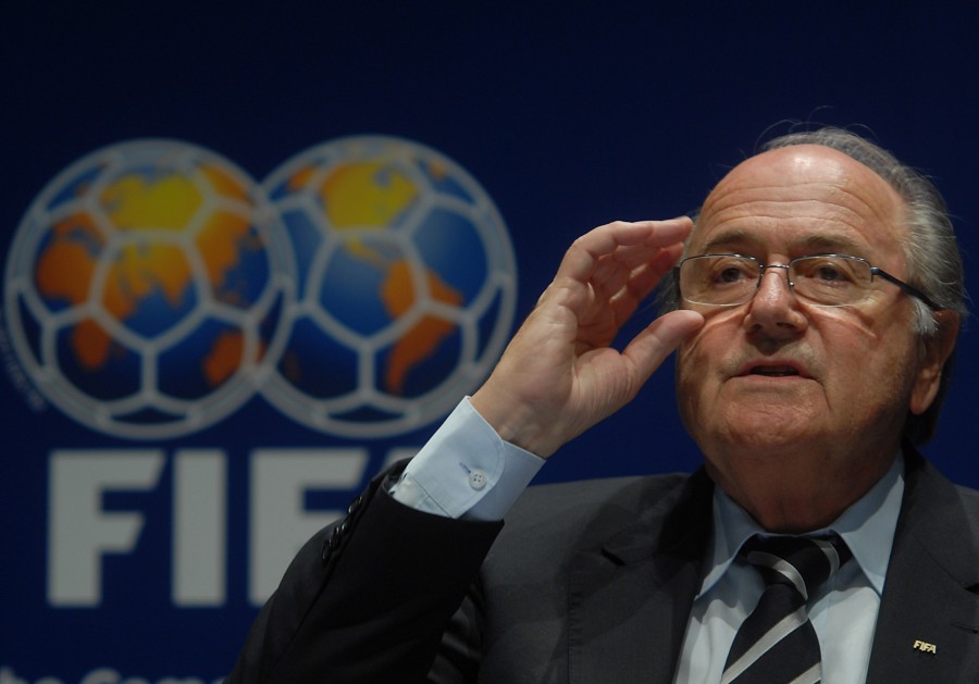 Mr. Blatter adresses the media.