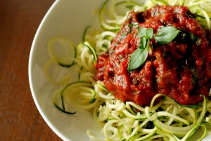 Zucchini pasta is a great way of getting a similar pasta test, but without all the calories. 