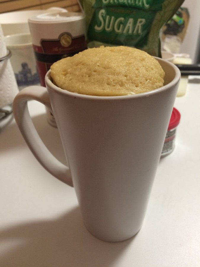 A double serving of the Classic Yellow Mug cake.