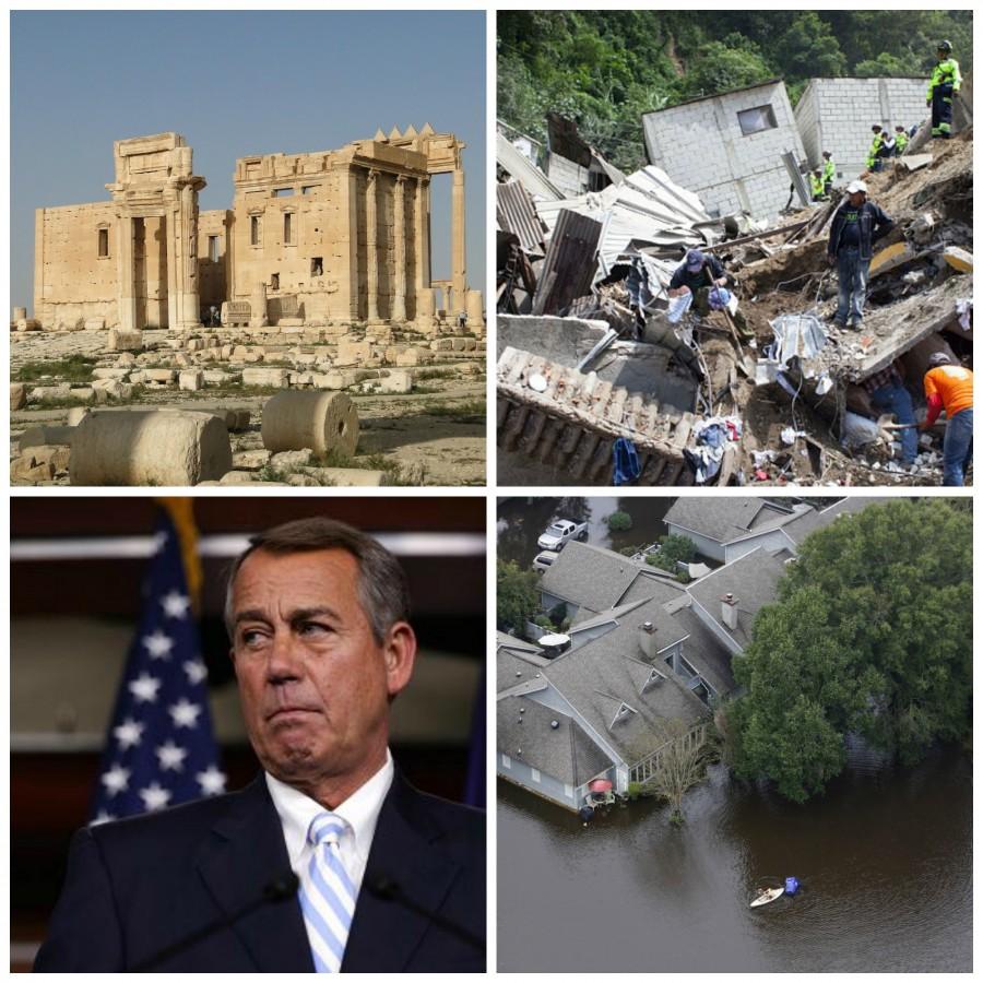 In news this week, ISIS destroys an ancient site, death tolls rise in Guatemala after mudslide, Boehner sets House vote, and deaths from floods in South Carolina rise.