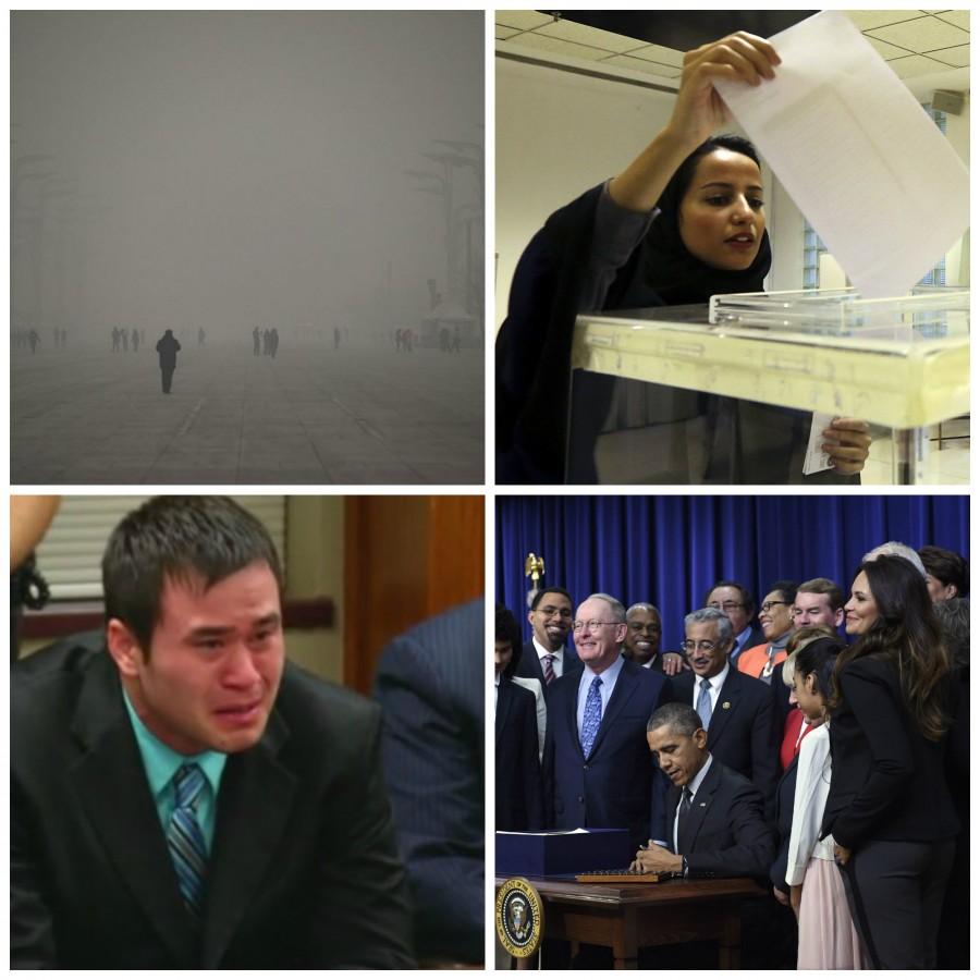 Smog in Beijing, historic elections in Saudi Arabia, Holtzclaw convicted and Obama signs education bill this week.
